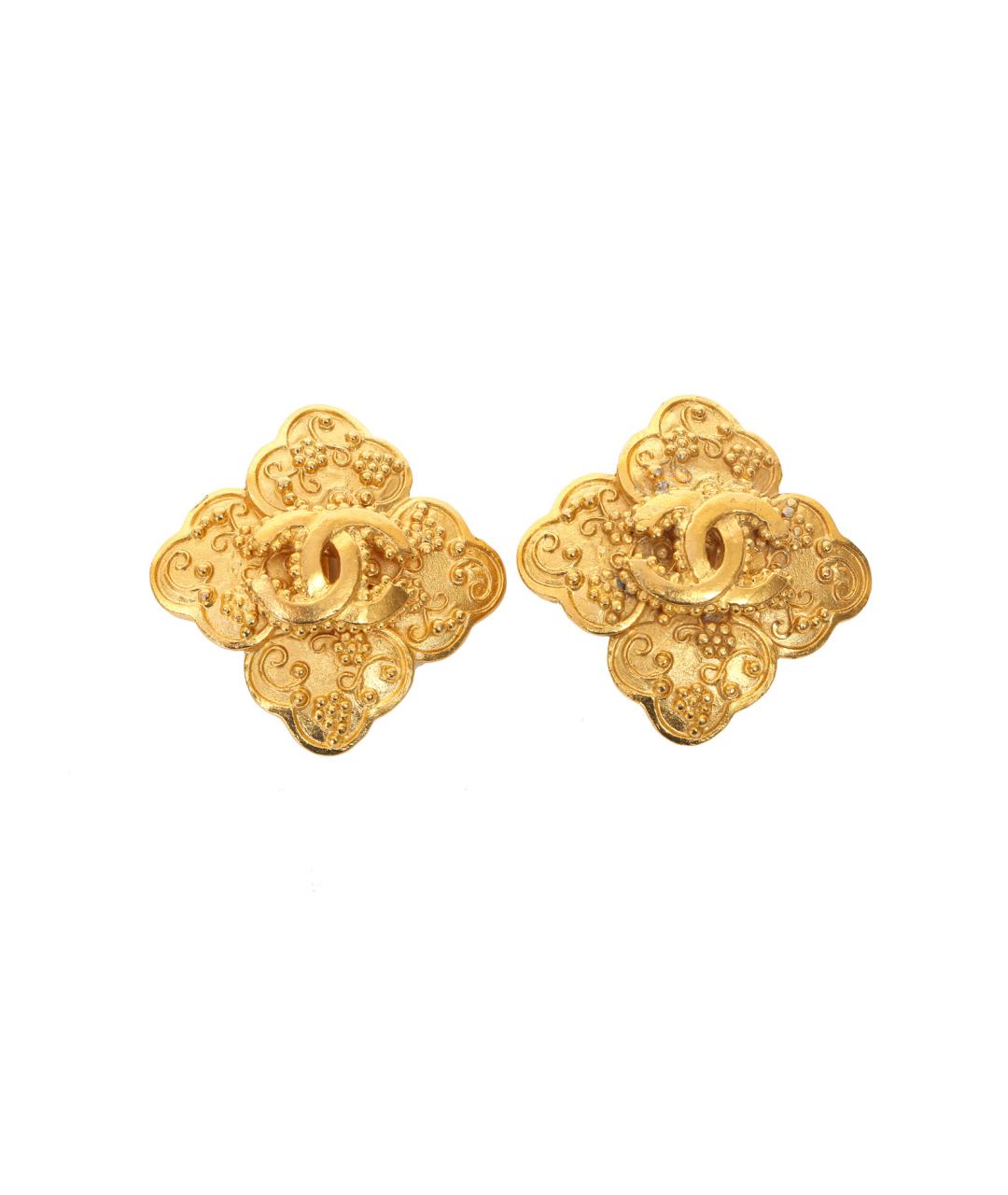 CHANEL Золотые металлические клипсы, фото 1