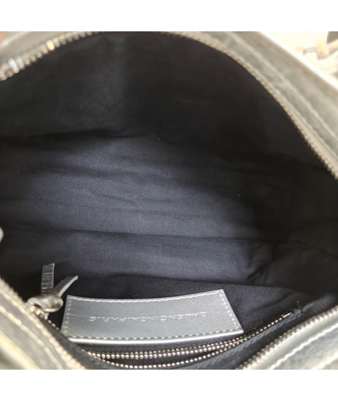 BALENCIAGA Серебряная кожаная сумка с короткими ручками, фото 6