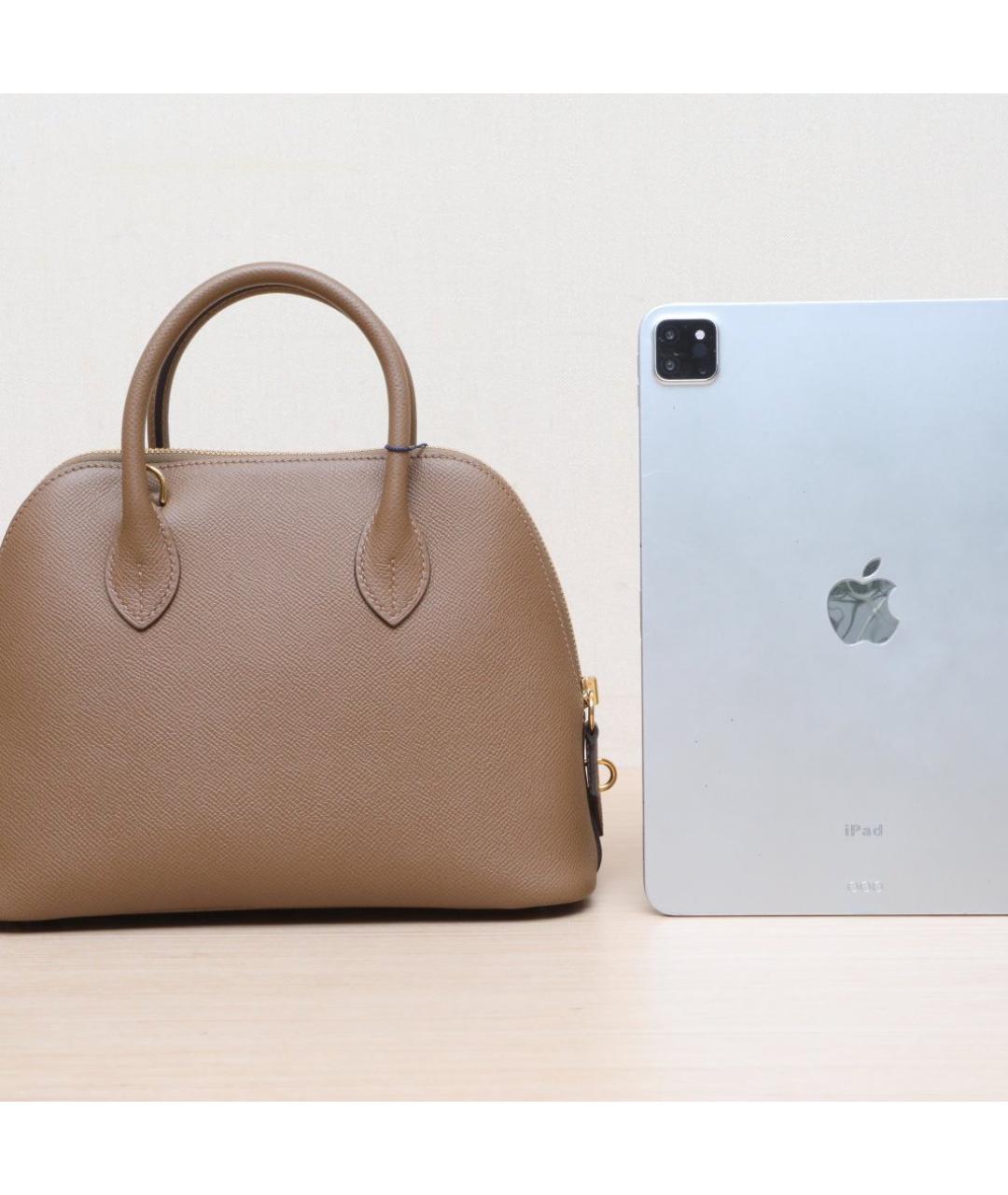HERMES Коричневая сумка с короткими ручками, фото 7