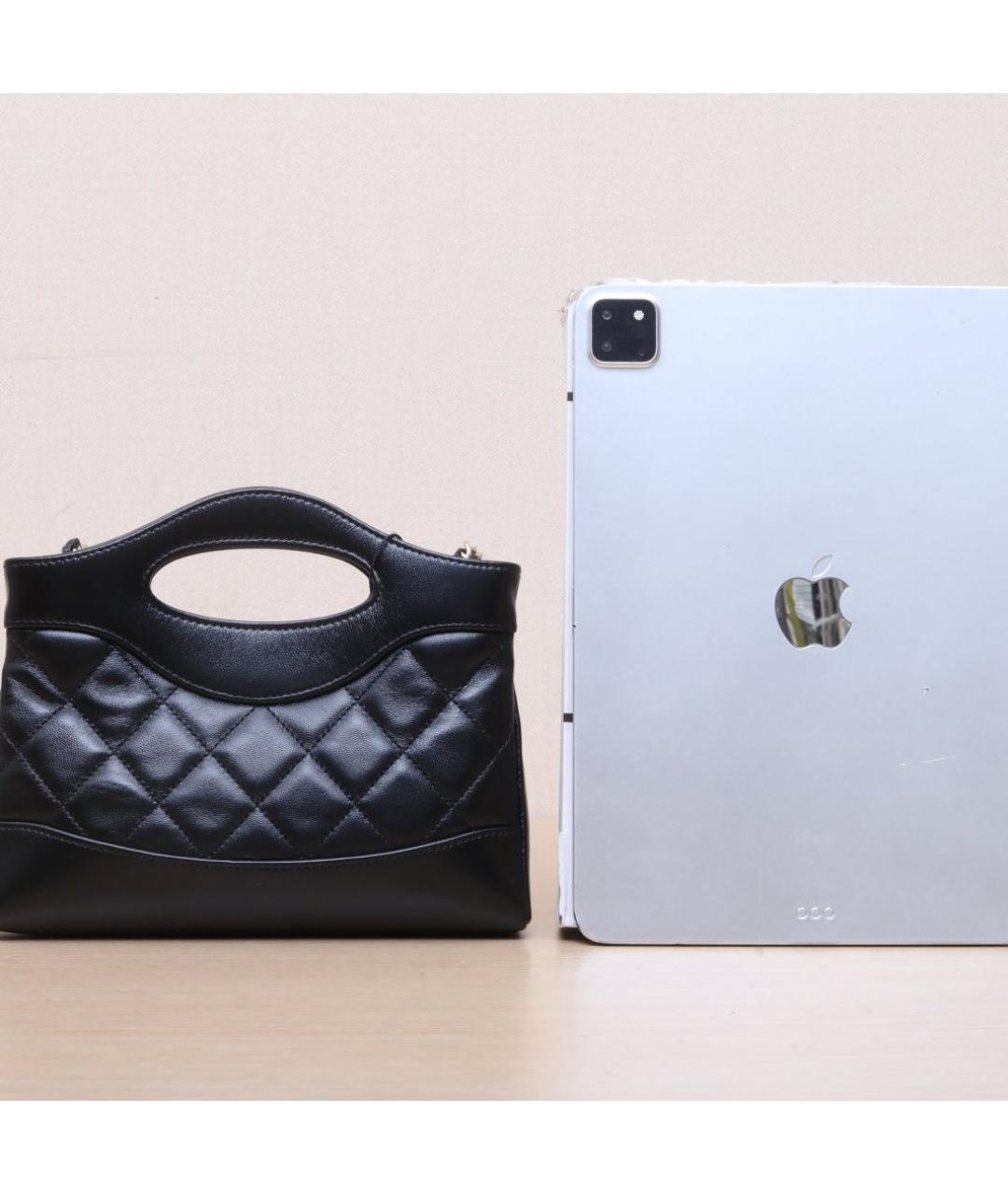 CHANEL Черная кожаная сумка с короткими ручками, фото 7