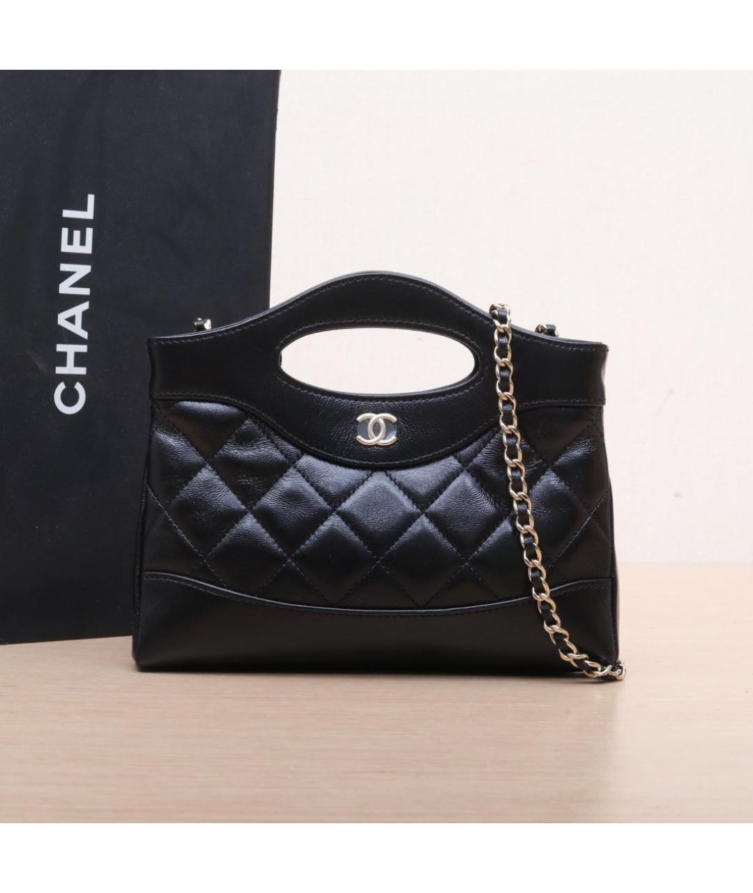 CHANEL Черная кожаная сумка с короткими ручками, фото 2