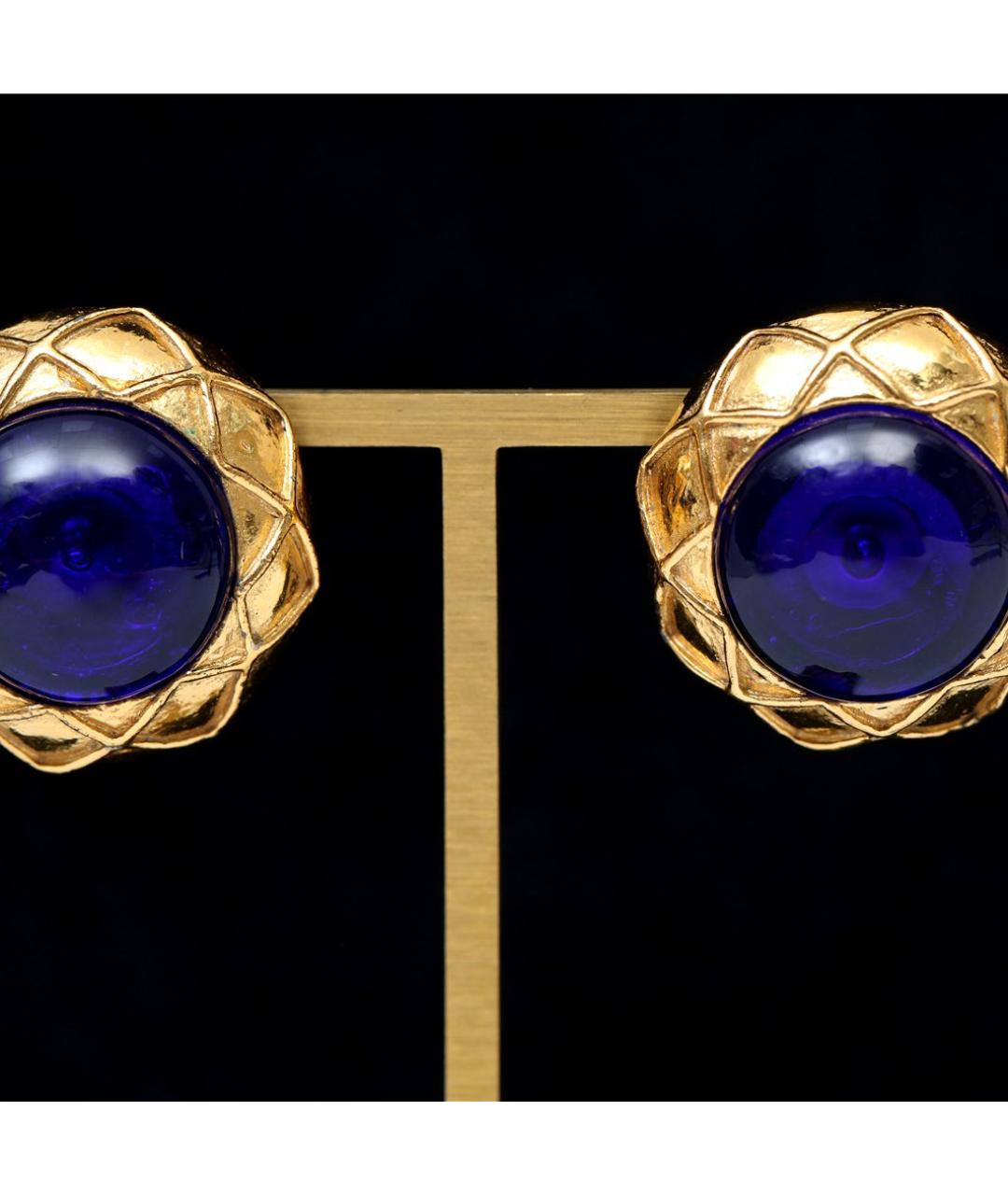 CHANEL Синие металлические клипсы, фото 6