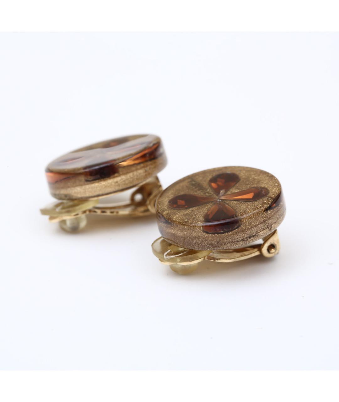 CHANEL Коричневые пластиковые клипсы, фото 3