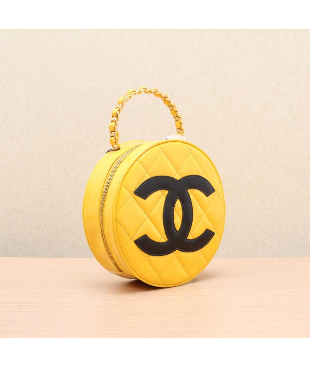 CHANEL Желтая сумка с короткими ручками, фото 3