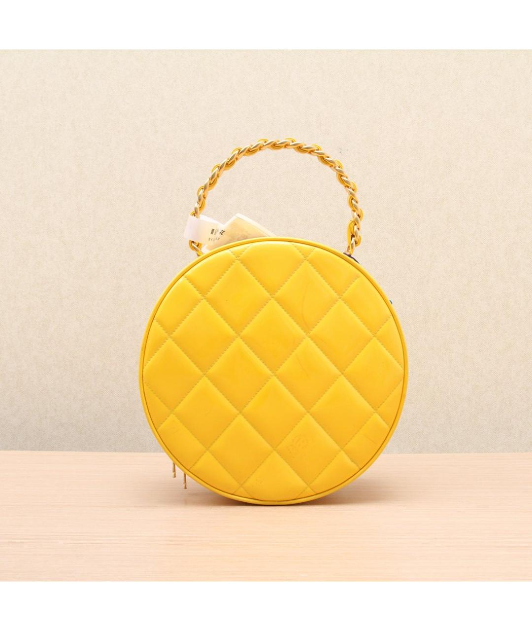 CHANEL Желтая сумка с короткими ручками, фото 5