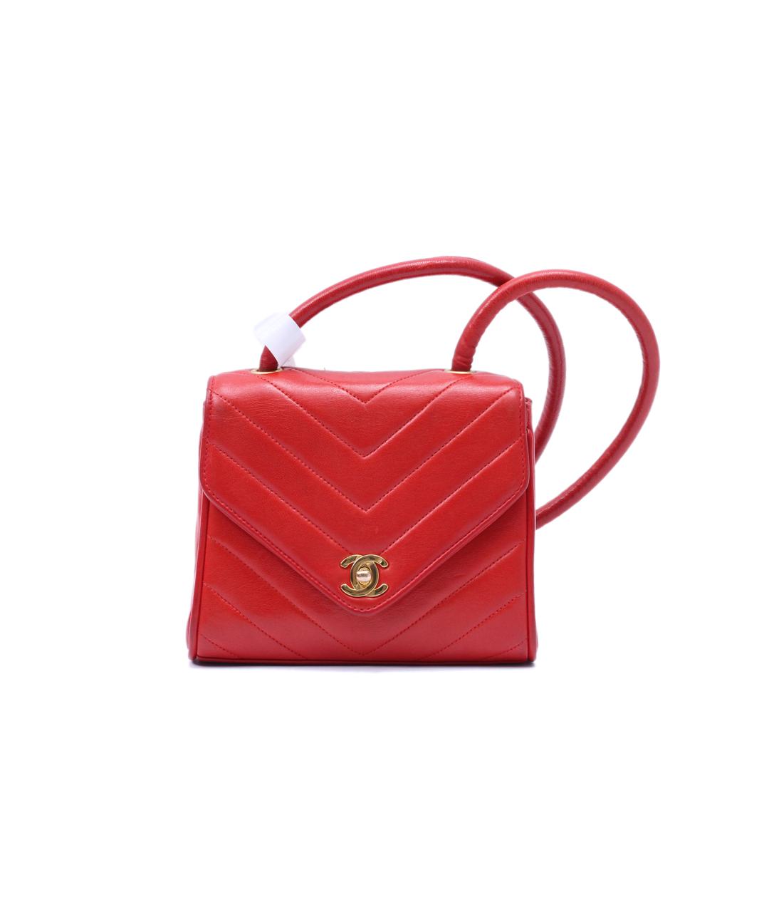 CHANEL Красная кожаная сумка через плечо, фото 1