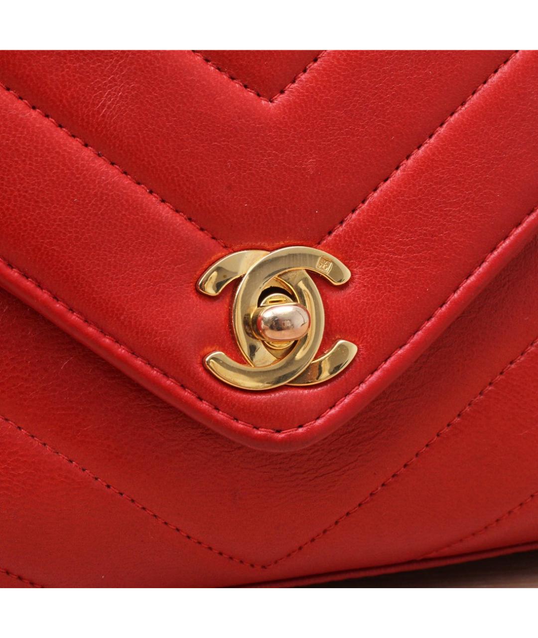 CHANEL Красная кожаная сумка через плечо, фото 7