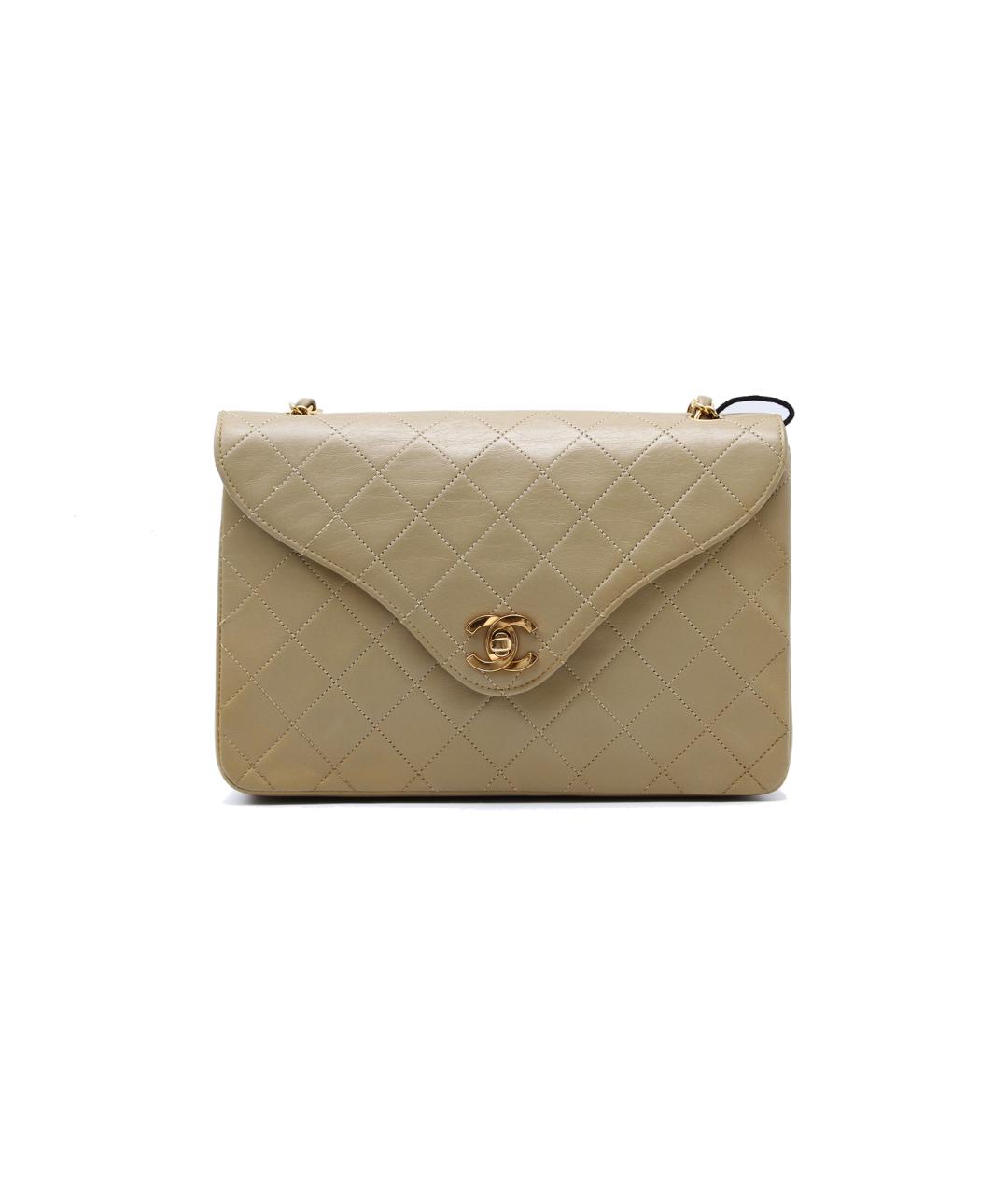 CHANEL Бежевая кожаная сумка через плечо, фото 10