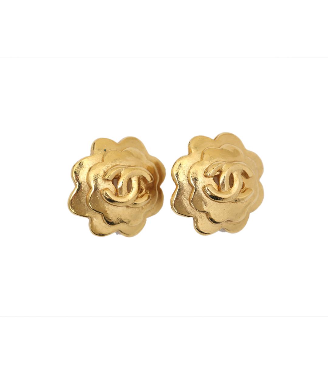 CHANEL Золотые металлические клипсы, фото 1