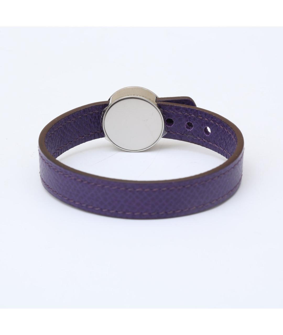 HERMES Фиолетовый кожаный браслет, фото 4