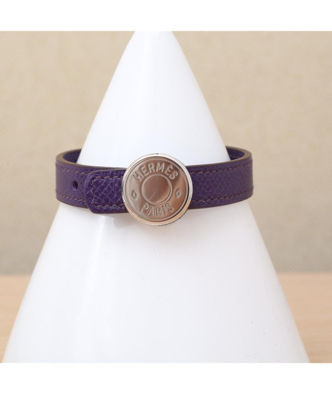 HERMES Фиолетовый кожаный браслет, фото 2