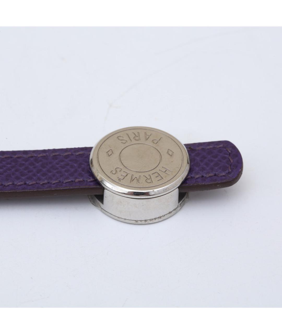 HERMES Фиолетовый кожаный браслет, фото 5
