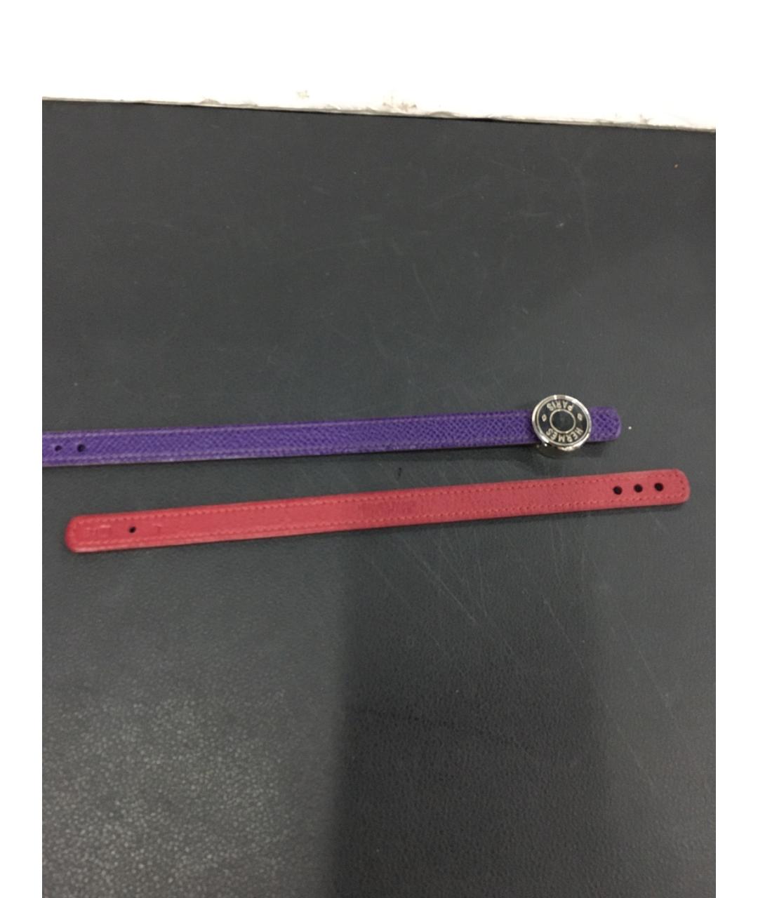 HERMES Фиолетовый кожаный браслет, фото 8