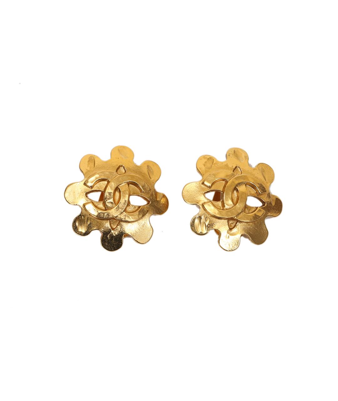 CHANEL Золотые металлические клипсы, фото 1