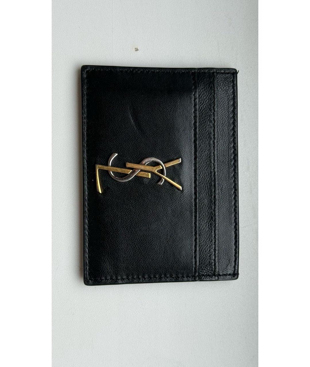 SAINT LAURENT Черный кожаный кардхолдер, фото 4