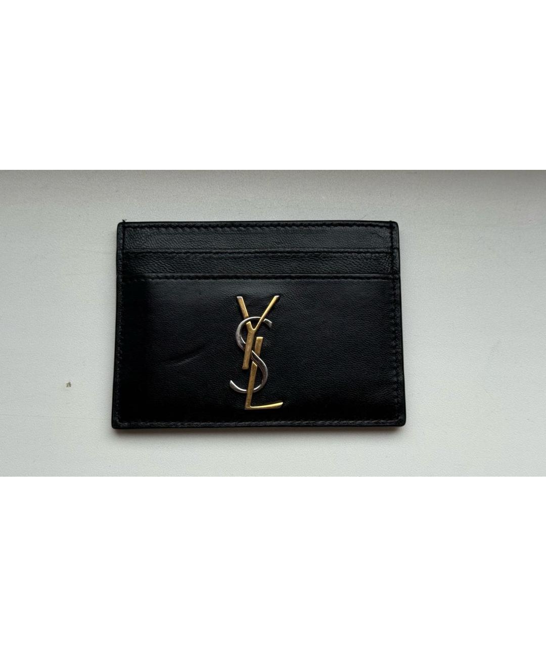 SAINT LAURENT Черный кожаный кардхолдер, фото 5