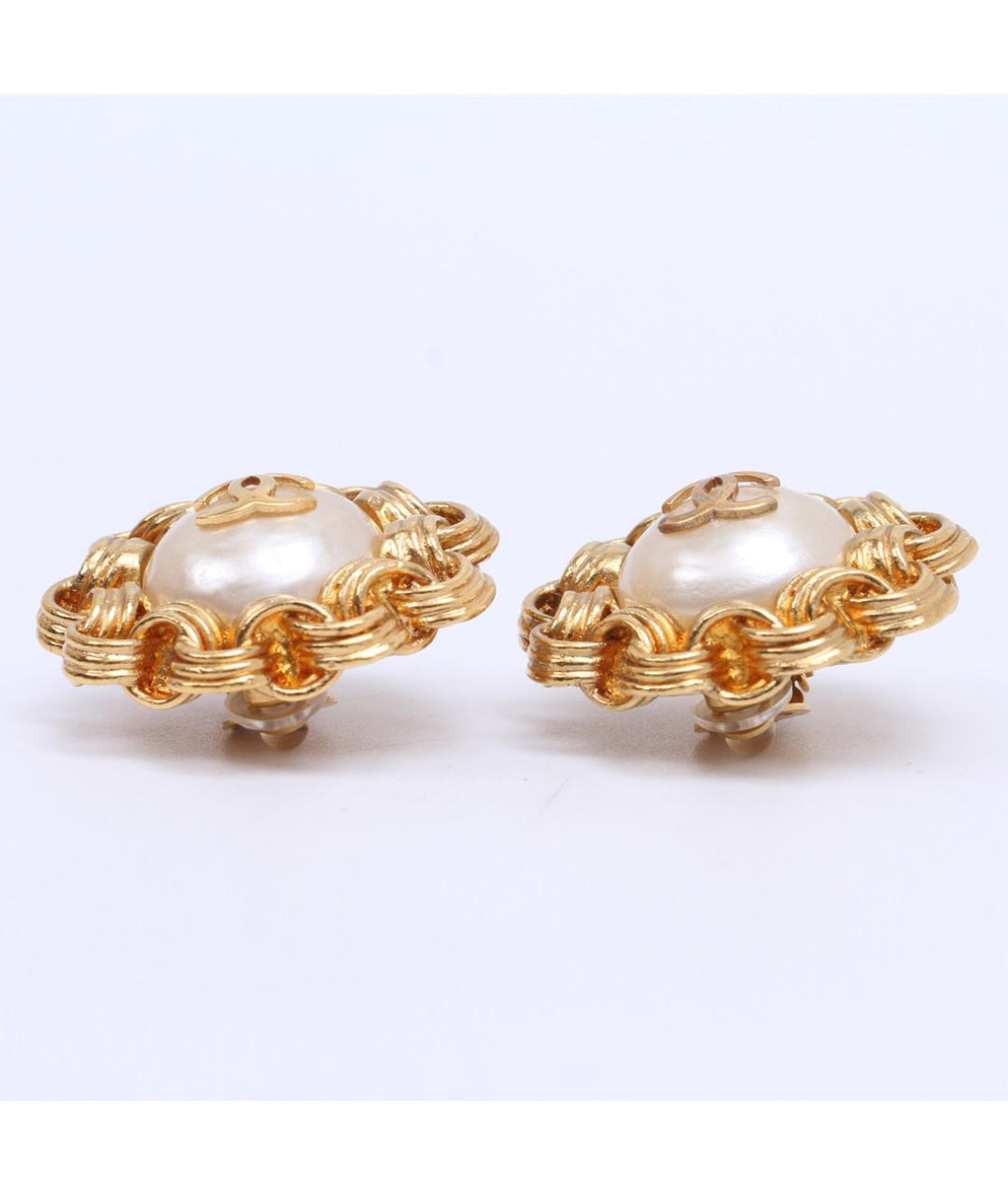 CHANEL Золотые металлические клипсы, фото 3