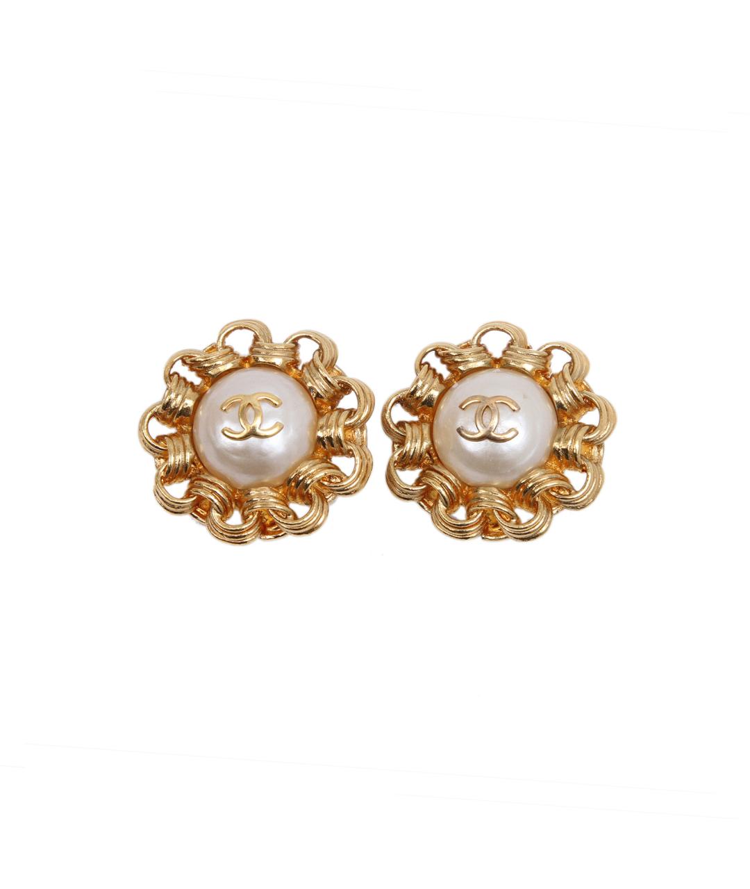 CHANEL Золотые металлические клипсы, фото 1