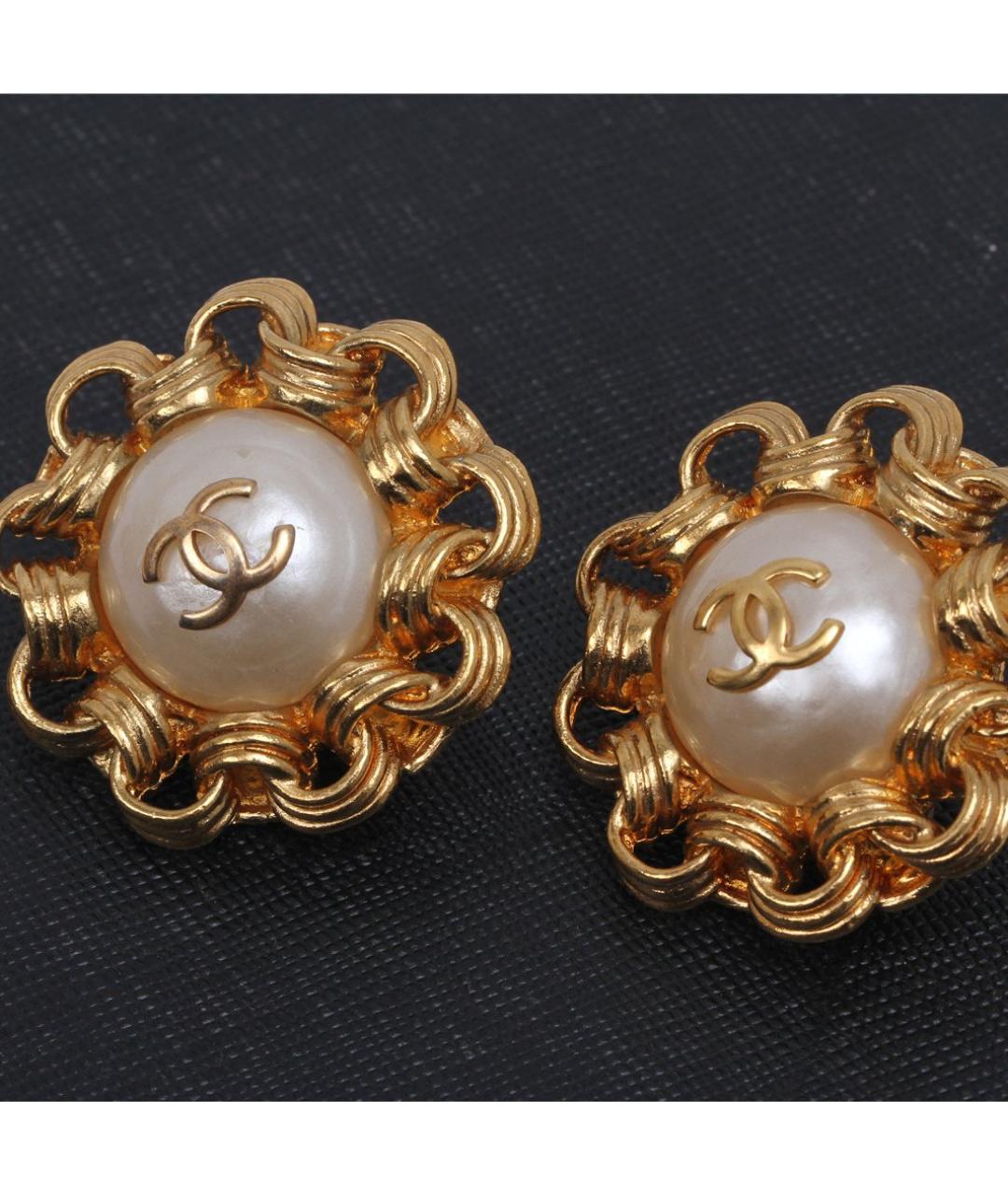 CHANEL Золотые металлические клипсы, фото 2