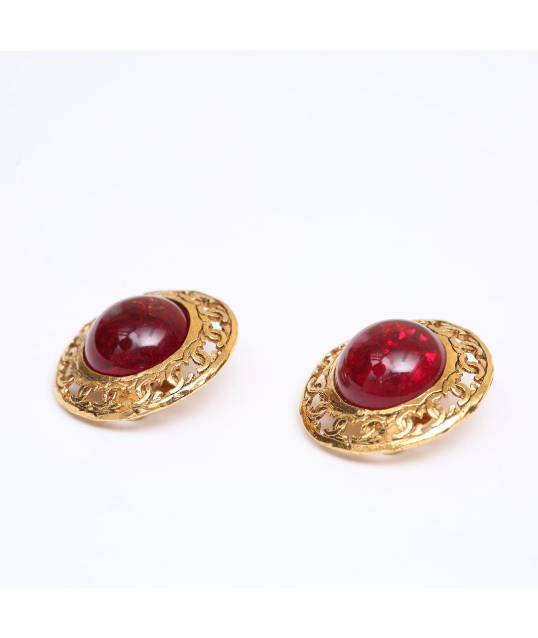 CHANEL Бордовые металлические клипсы, фото 3