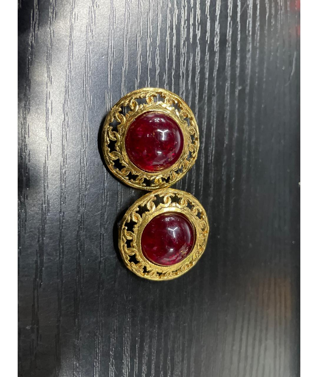 CHANEL Бордовые металлические клипсы, фото 7