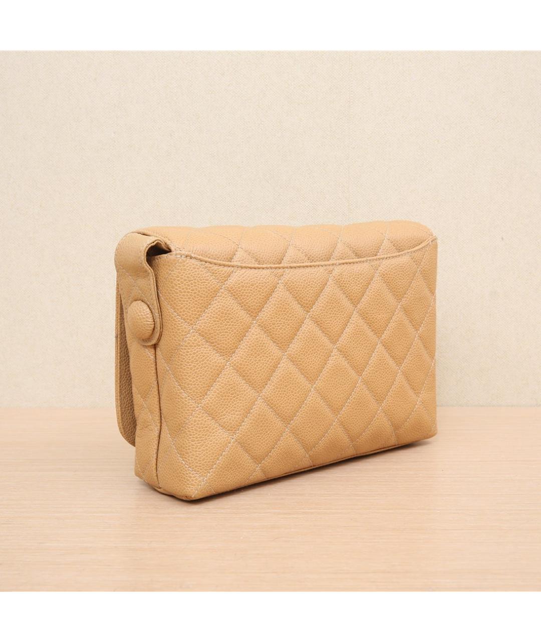 CHANEL Бежевая кожаная сумка через плечо, фото 5