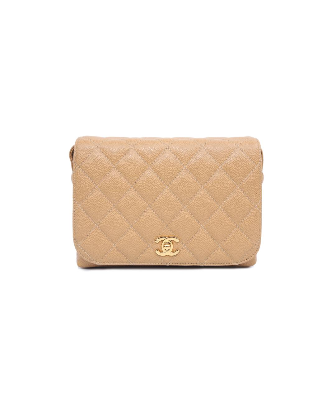 CHANEL Бежевая кожаная сумка через плечо, фото 10