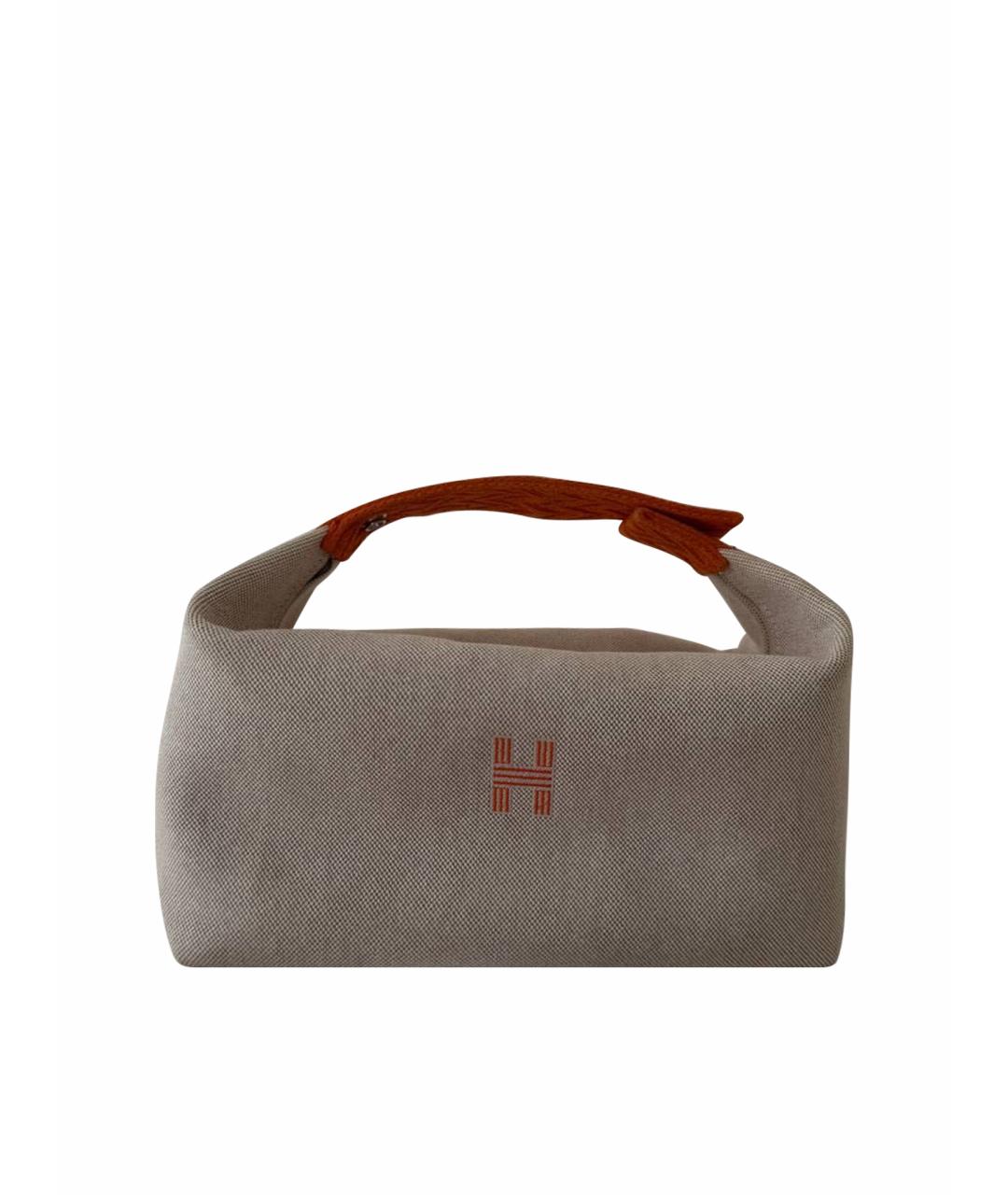 HERMES Бежевая тканевая косметичка, фото 1