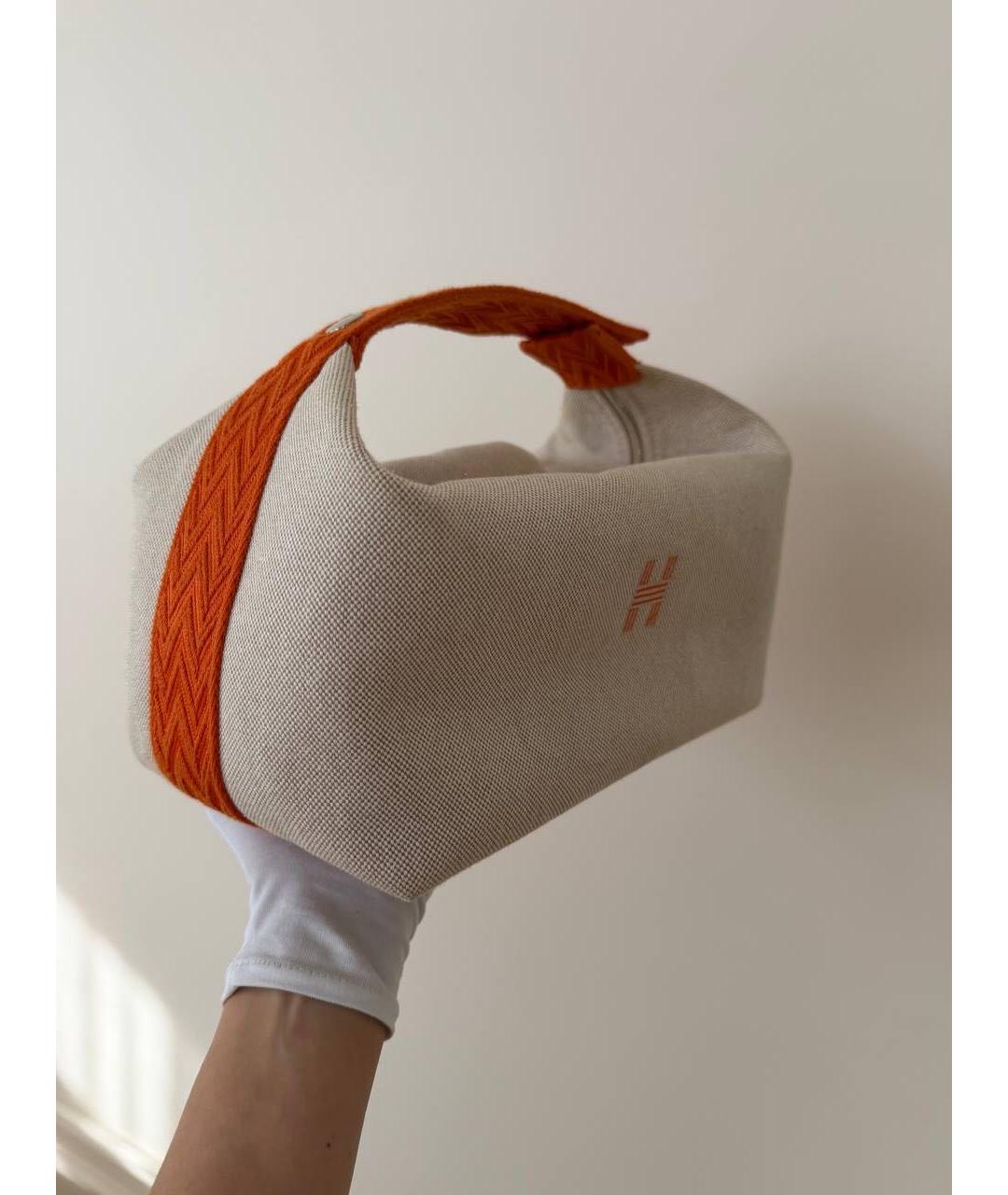HERMES Бежевая тканевая косметичка, фото 2
