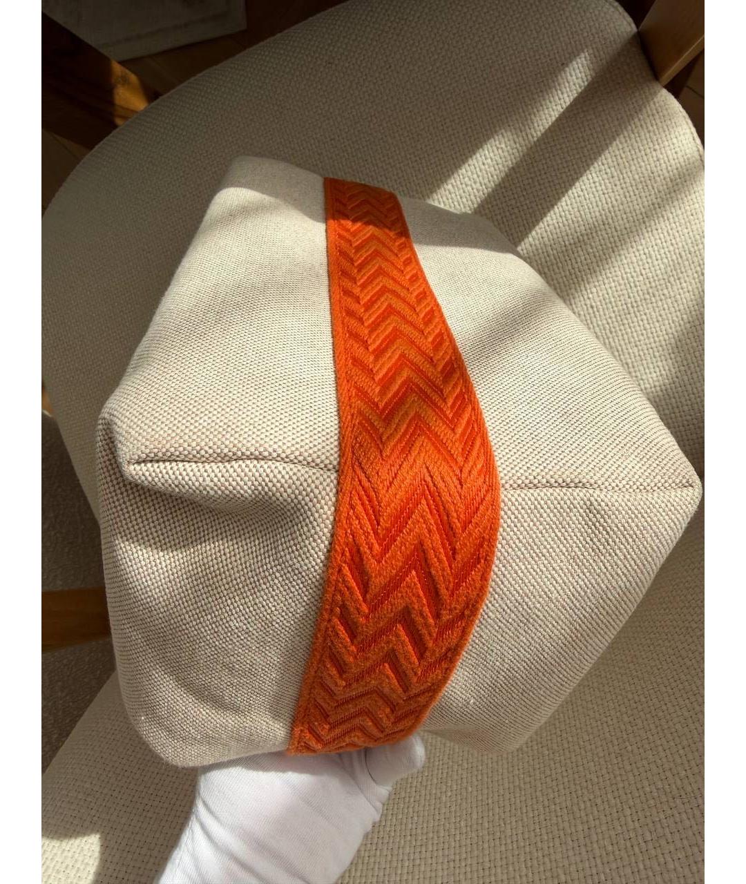 HERMES Бежевая тканевая косметичка, фото 5