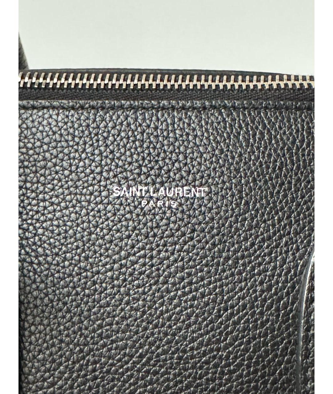 SAINT LAURENT Черная кожаная сумка с короткими ручками, фото 8