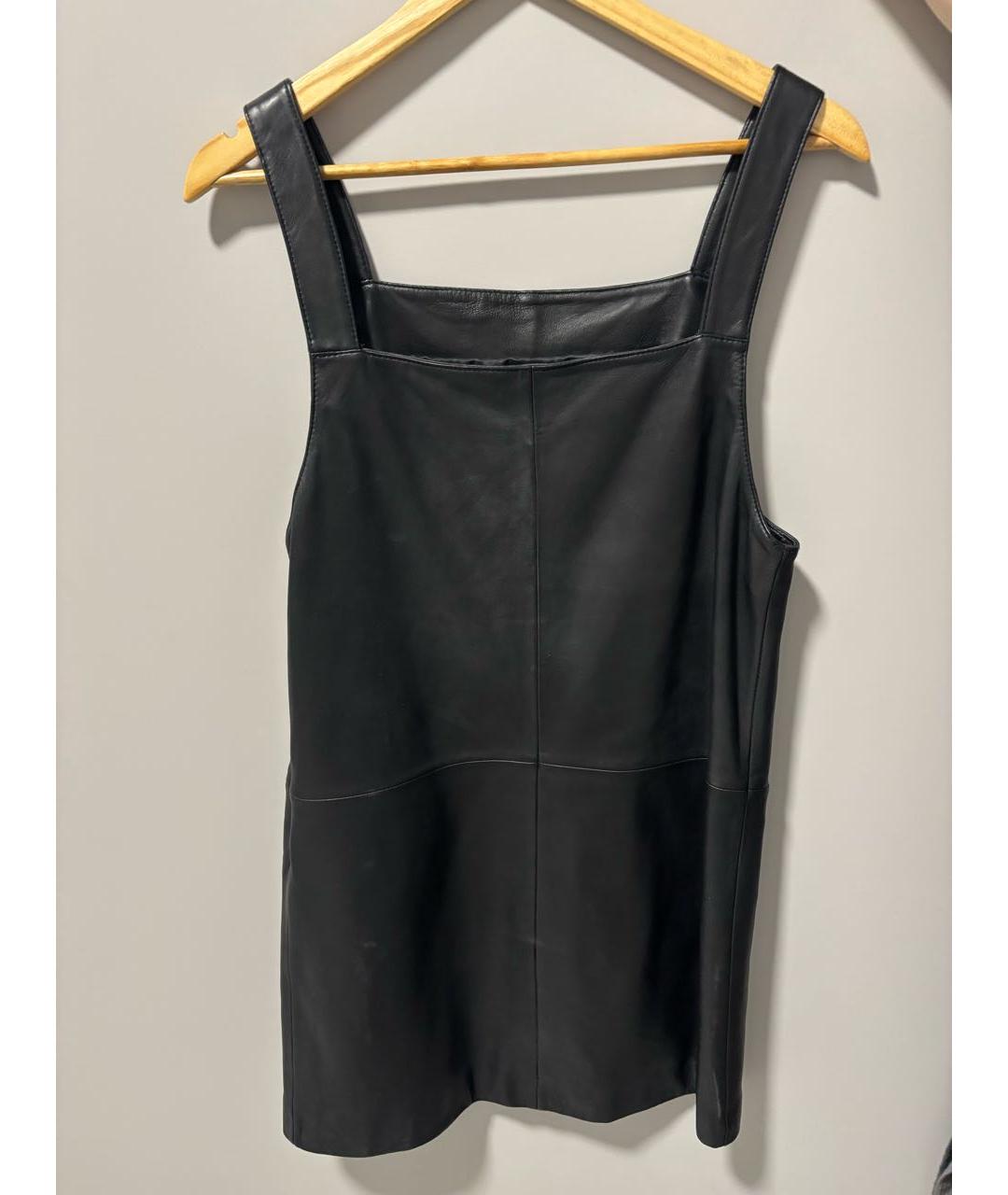 MAJE Черный кожаный сарафан, фото 3
