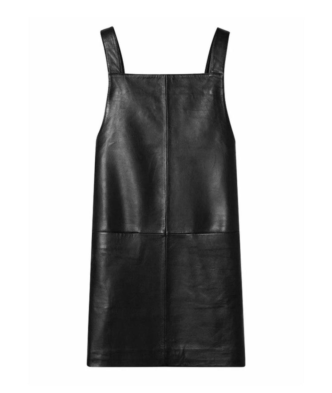 MAJE Черный кожаный сарафан, фото 5
