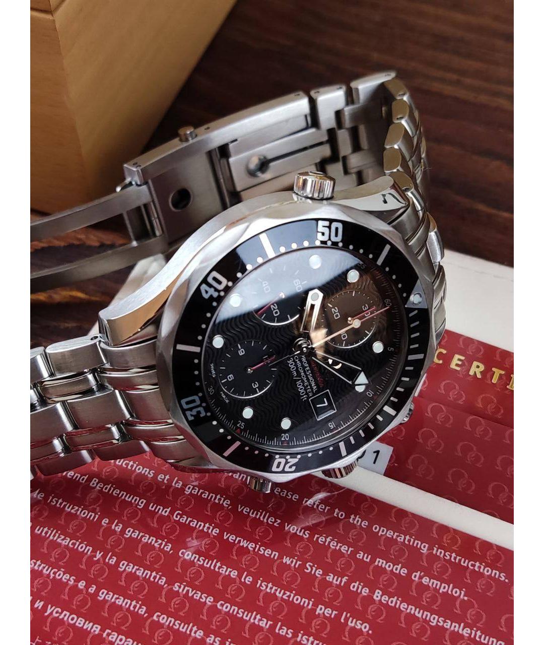 OMEGA Черные металлические часы, фото 4