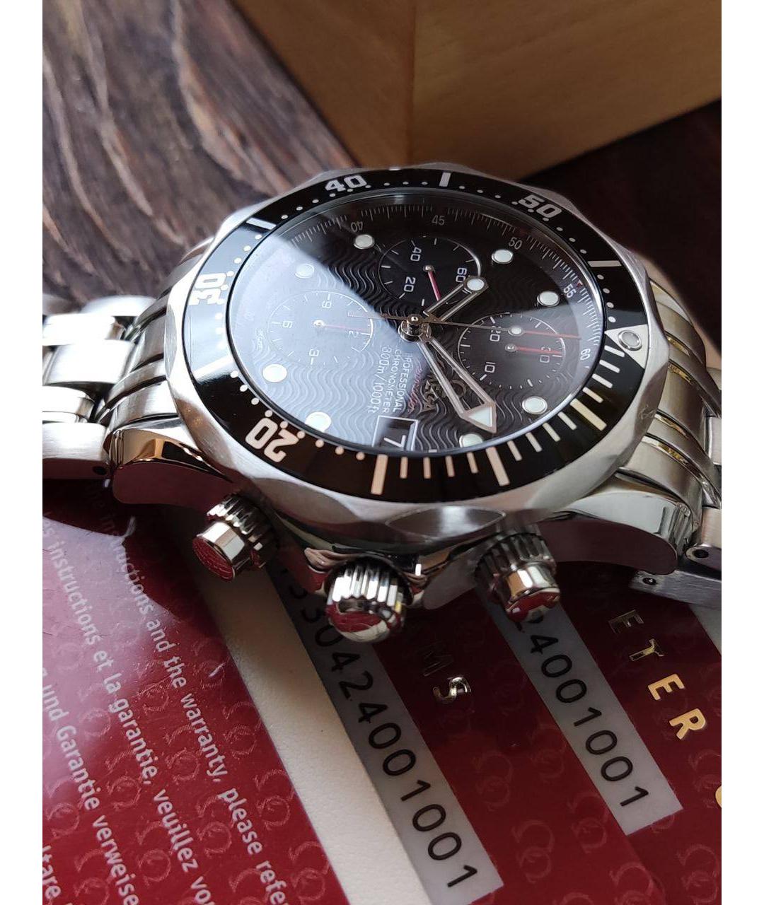 OMEGA Черные металлические часы, фото 2