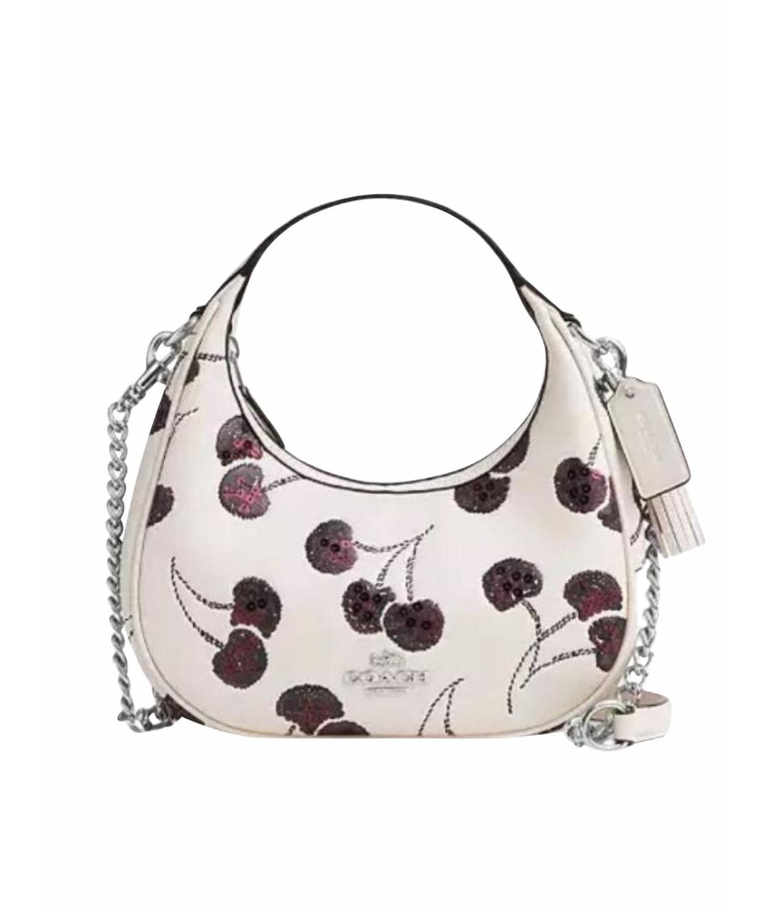 COACH Белая кожаная сумка с короткими ручками, фото 1