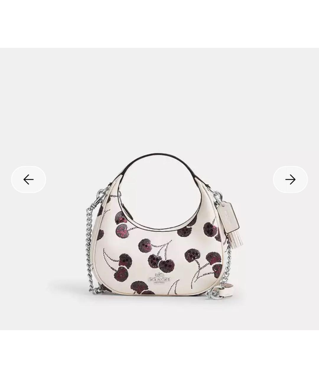 COACH Белая кожаная сумка с короткими ручками, фото 9