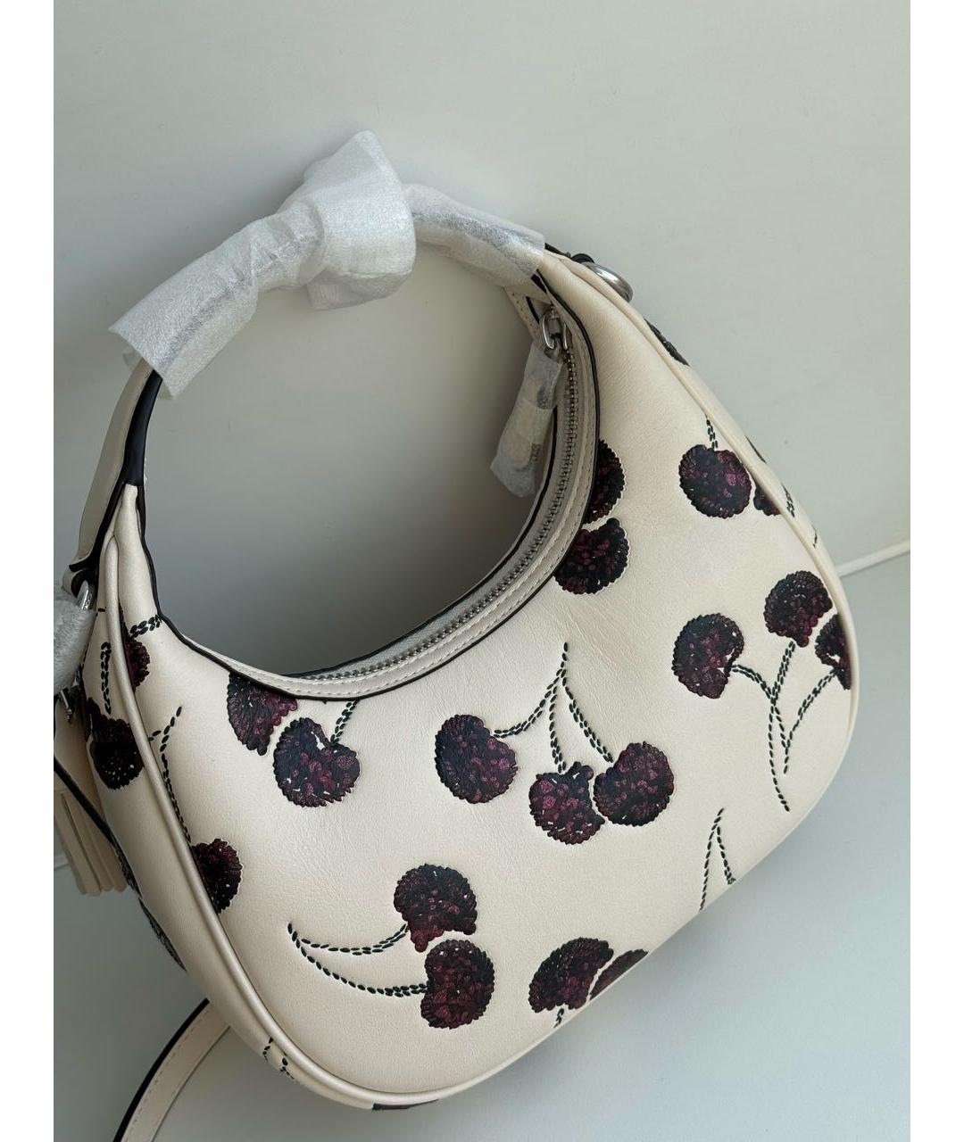 COACH Белая кожаная сумка с короткими ручками, фото 3