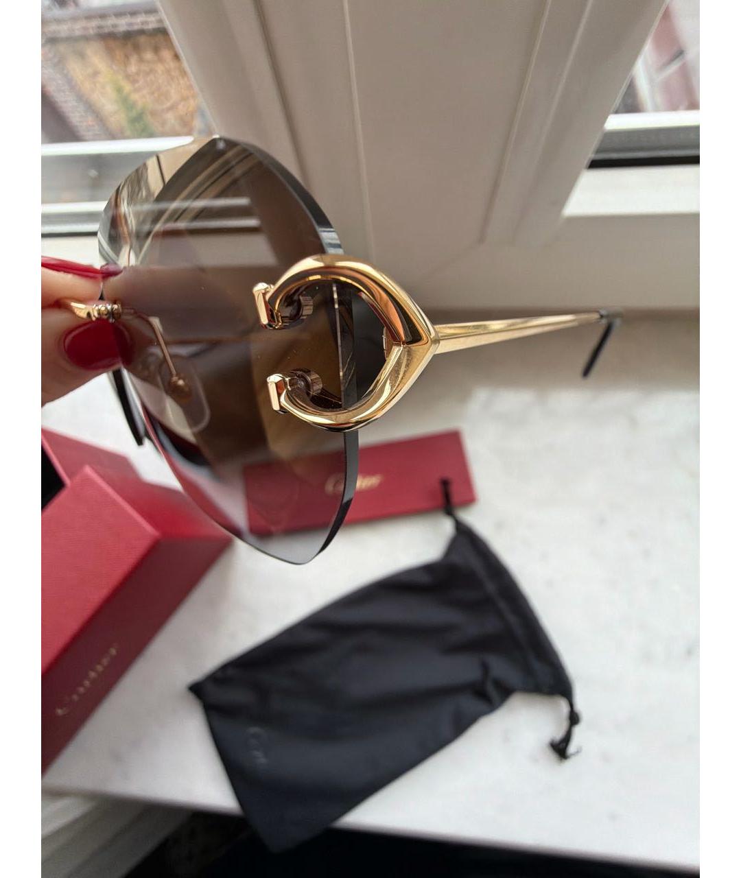 CARTIER Золотые металлические солнцезащитные очки, фото 3