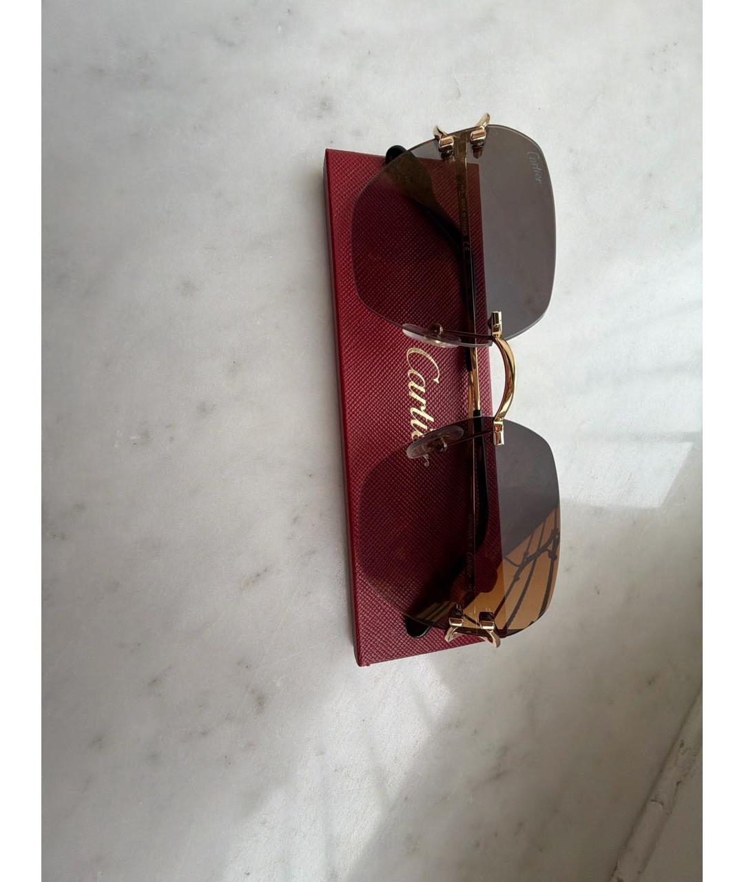 CARTIER Золотые металлические солнцезащитные очки, фото 5