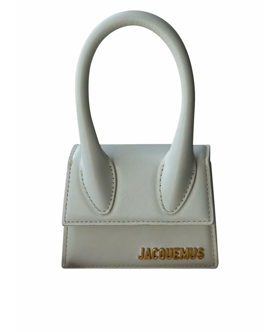 JACQUEMUS Белая кожаная сумка с короткими ручками, фото 1