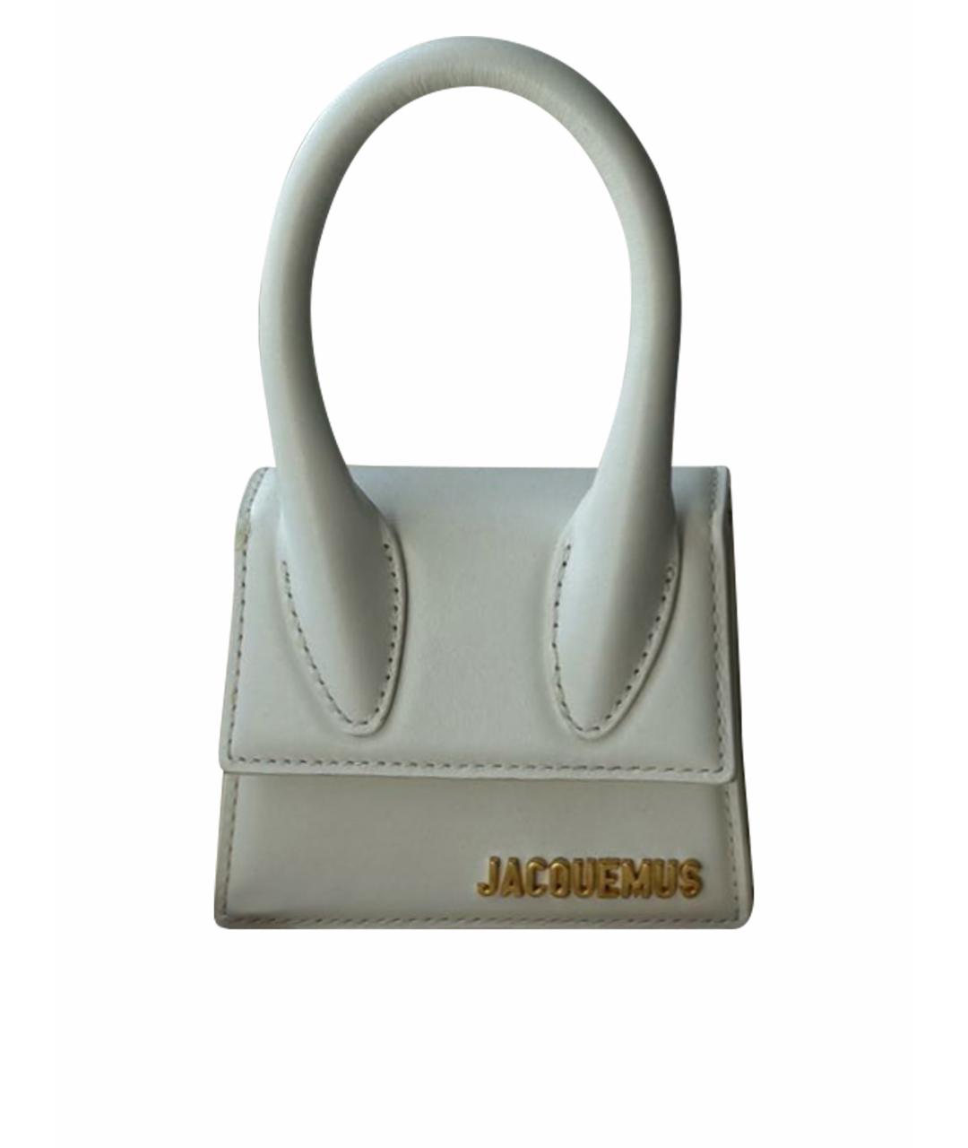 JACQUEMUS Белая кожаная сумка с короткими ручками, фото 8