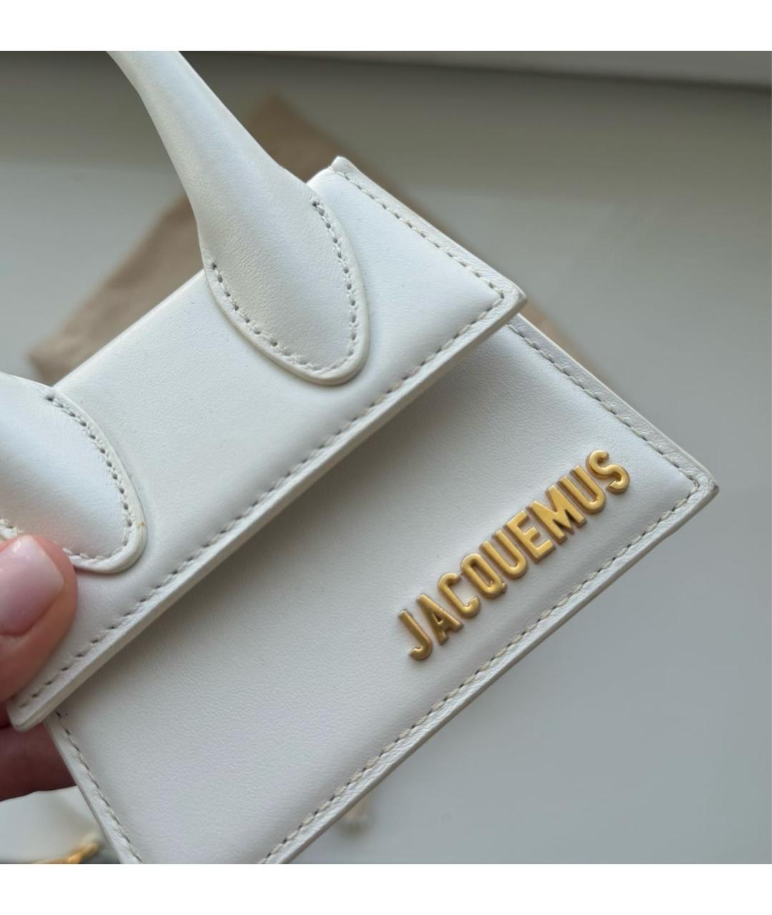 JACQUEMUS Белая кожаная сумка с короткими ручками, фото 7