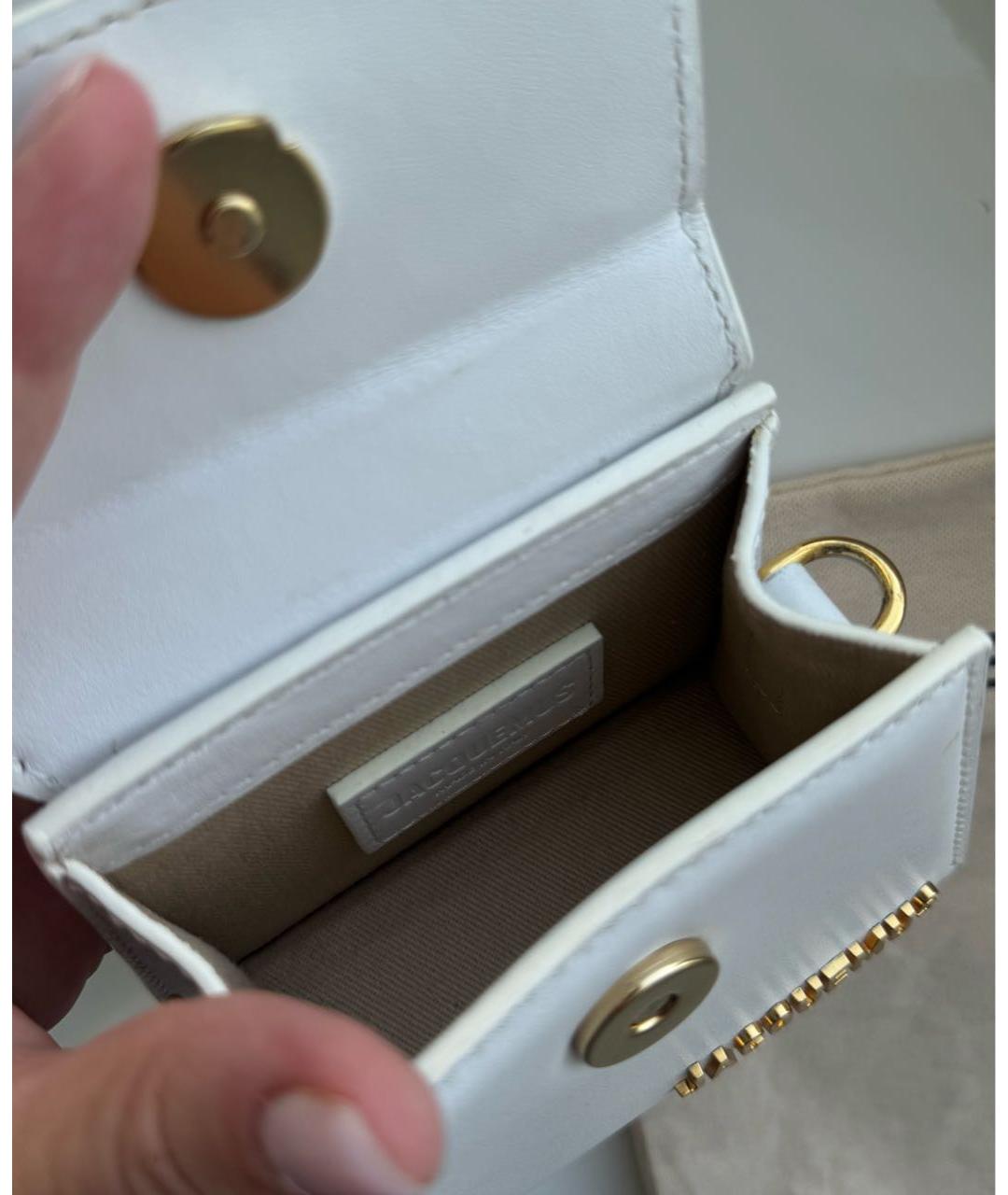 JACQUEMUS Белая кожаная сумка с короткими ручками, фото 6