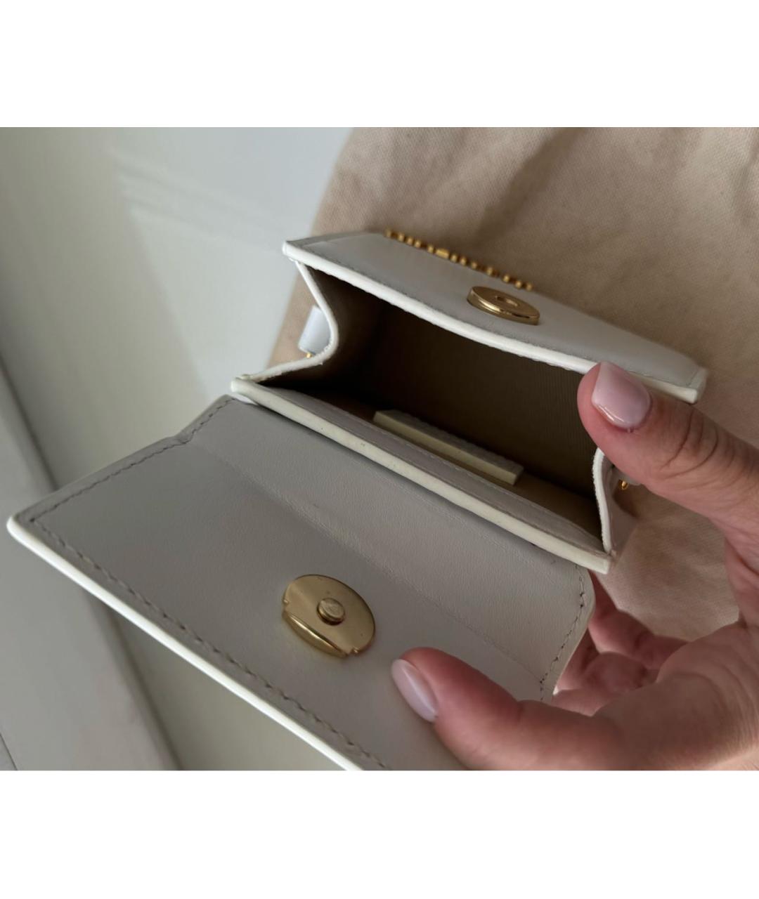 JACQUEMUS Белая кожаная сумка с короткими ручками, фото 4