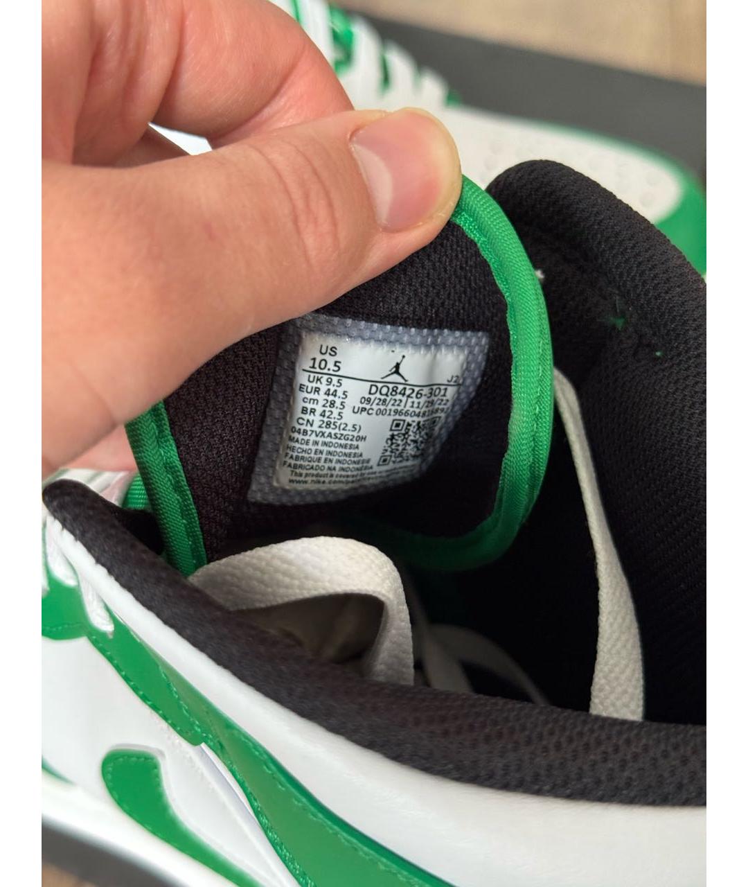 NIKE Зеленые кожаные высокие кроссовки / кеды, фото 3