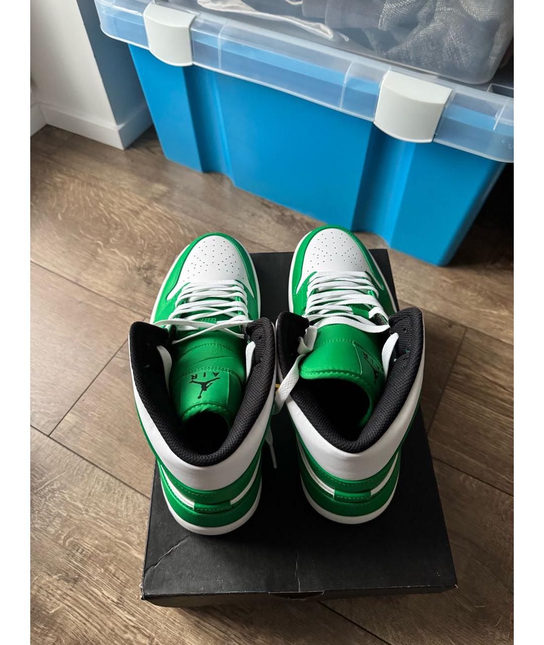 NIKE Зеленые кожаные высокие кроссовки / кеды, фото 7