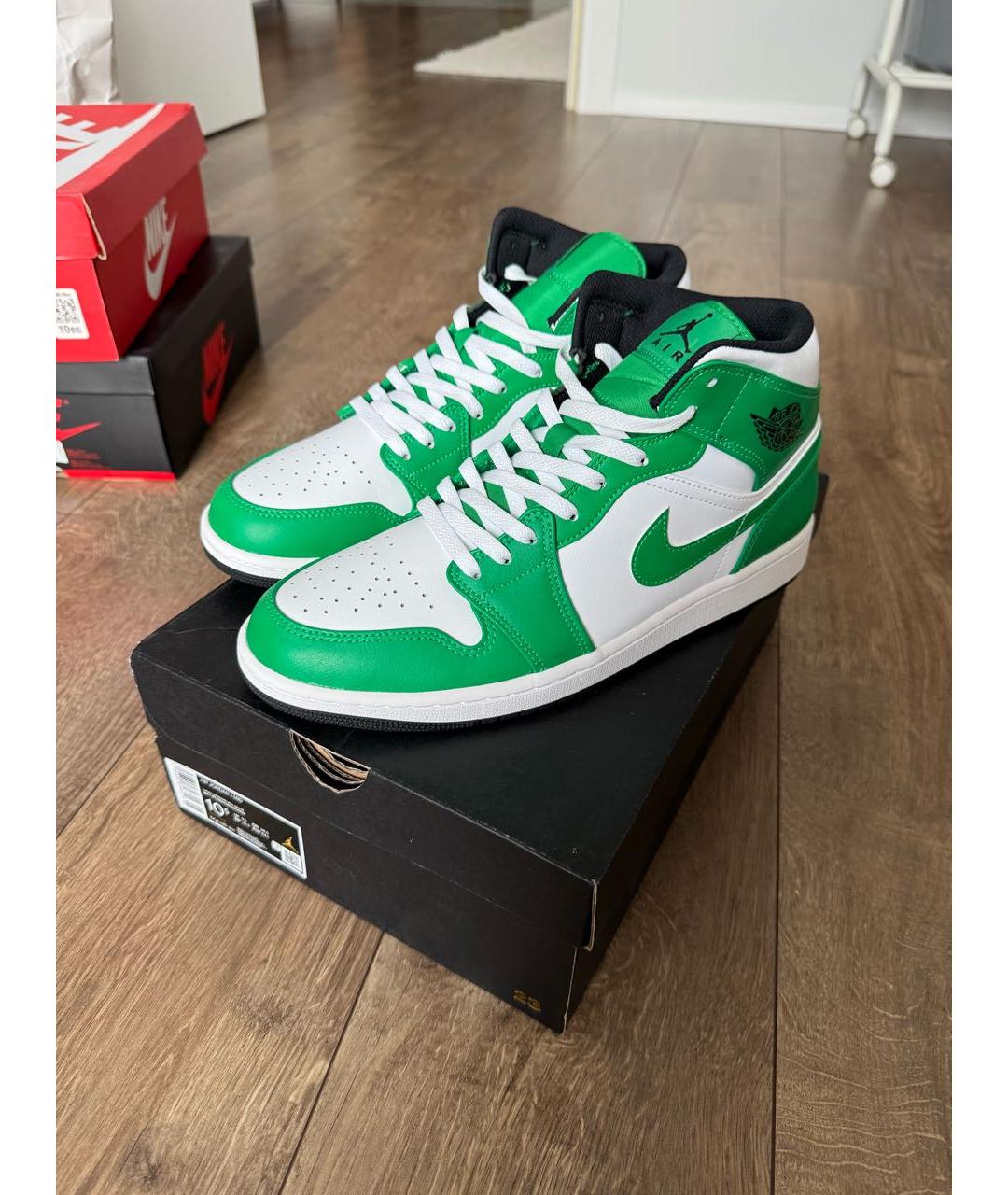 NIKE Зеленые кожаные высокие кроссовки / кеды, фото 8