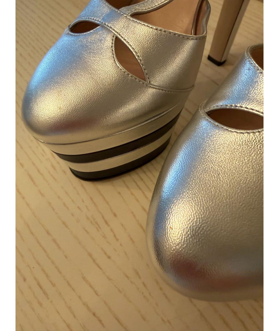 GUCCI Серебряные кожаные туфли, фото 3