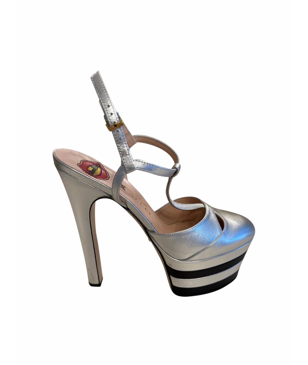 GUCCI Серебряные кожаные туфли, фото 1